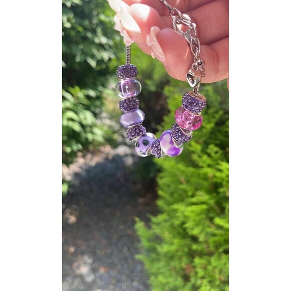 Handmade Purple Sparkle European Charm Bracelet - Picture 5 of 5